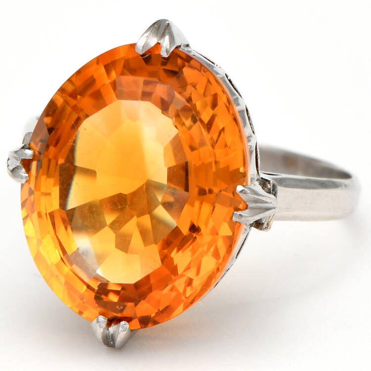 Platinum Vintage Fancy Cut Citrine(6.65) Ring