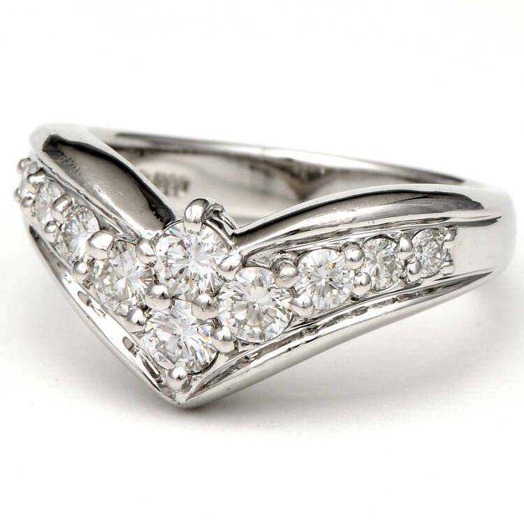 Platinum Diamond (0.80) Chevron Band Ring