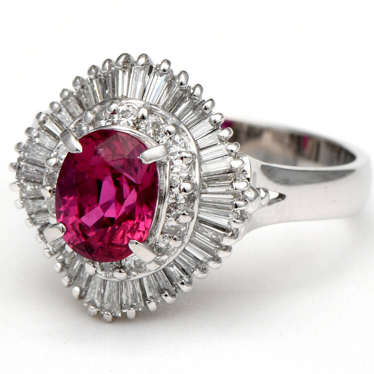 Platinum Ruby(1.38) & Diamond(1.80) Ballerina Ring