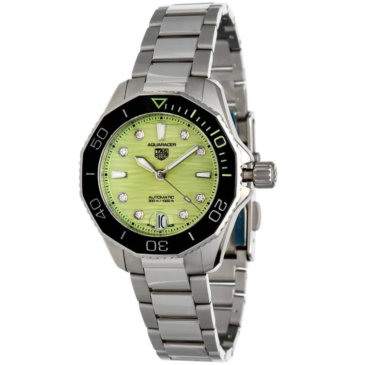 TAG Heuer Aquaracer 36mm with Green dial and Diamond Hour Markers