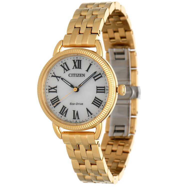 Citizen Ladies Eco Drive Classic Coin Edge Gold PVD