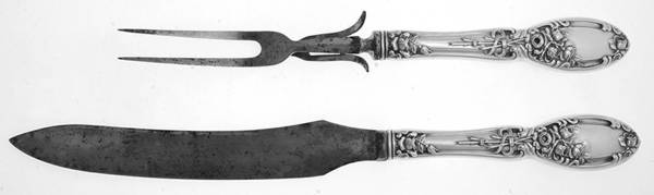 Brides Bouquet (Silverplate, 1908) Large 2-Piece Roast Carving Set w/Stainless Blade