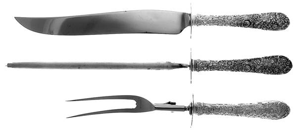 Bridal Bouquet (Sterling, 1932) Large 3-Piece Roast Carving Set w/ Stainless Blade