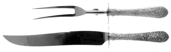 Bridal Bouquet (Sterling, 1932) Large 2-Piece Roast Carving Set w/ Stainless Blade