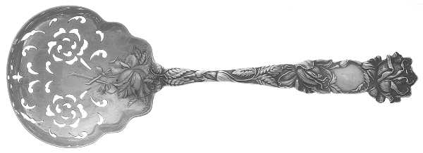 Bridal Rose (Sterling, 1903) Large Pierced Pea Serving Spoon