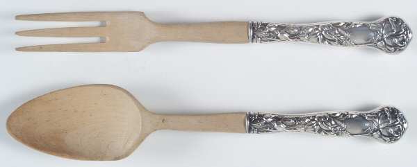 Bridal Rose (Sterling, 1903) Wooden Bowl 2-Piece Salad Set