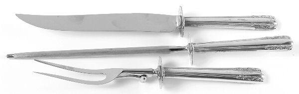 Chapel Bells (Sterling, 1939) Large 3-Piece Roast Carving Set w/ Stainless Blade