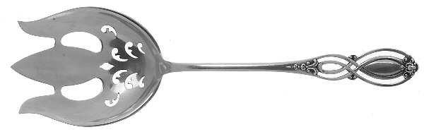 Chippendale-Old (Sterling, 1900) Oversize Solid Salad Servng Fork