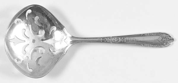 Della Robbia (Sterling, 1922, No Monograms) Solid Bon Bon Spoon with Pierced Bowl