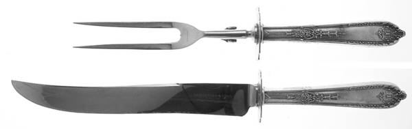 Della Robbia (Sterling, 1922, No Monograms) Large 2-Piece Roast Carving Set w/Stainless Blade