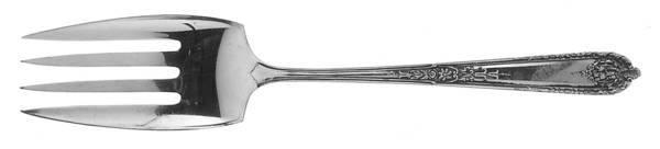Della Robbia (Sterling, 1922, No Monograms) Large Solid Cold Meat Serving Fork
