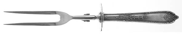 Della Robbia (Sterling, 1922, No Monograms) Large Stainless-Prong Roast Carving Fork