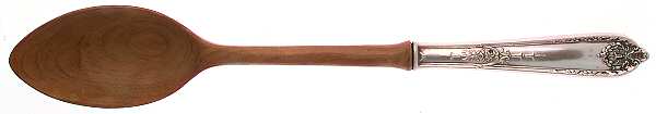Della Robbia (Sterling, 1922, No Monograms) Salad Serving Spoon with Wooden Bowl