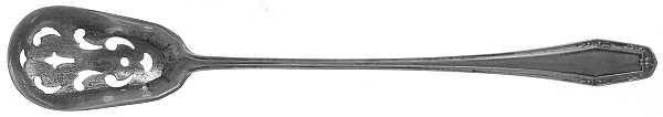 Flanders-New (Sterling, 1923, No Monograms) Pierced Bowl Short Handle Olive Spoon