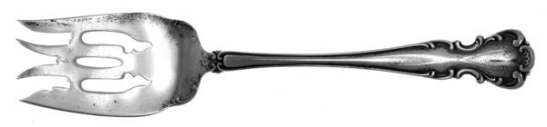 Flanders-Old (Sterling, 1900, No Monograms) Large Solid Cold Meat Serving Fork
