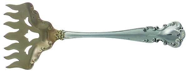 Flanders-Old (Sterling, 1900, No Monograms) Large Solid Tined Sardine Serving Fork