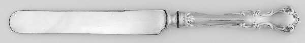 Flanders-Old (Sterling, 1900, No Monograms) Blunt Hollow Knife with Bolster