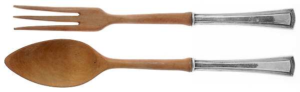 George Washington (Silverplate, 1913) Wooden Bowl 2-Piece Salad Set