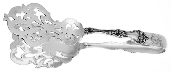 Majestic (Sterling, 1900, No Monograms) Solid Piece Aspragus Tongs