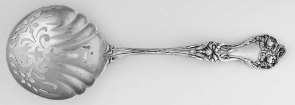 Majestic (Sterling, 1900, No Monograms) Large Pierced Pea Serving Spoon
