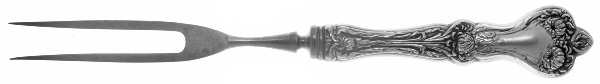 Majestic (Sterling, 1900, No Monograms) Small Steak Carving Fork with Stainless Prongs