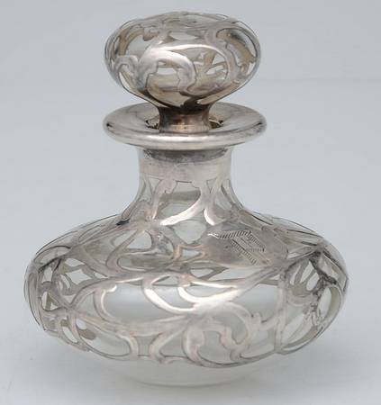 Sterling Hollowware Crystal Perfume Base with Sterling Overlay