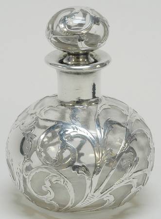 Sterling Hollowware Crystal Perfume Bottle Stopper with Stering Overlay