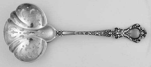 Nuremburg (Sterling, 1903, No Monograms) Solid Bon Bon Spoon with Pierced Bowl