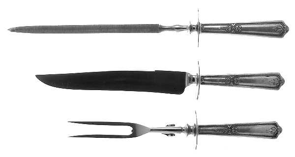 Regent (Sterling, 1931, No Monograms) Small Steak 3-Piece Carving Set with Stainless Blade