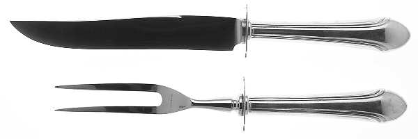 Romantique (Sterling, 1933, No Monograms) 2 Piece Small Carving Set W/ Sterling Guard