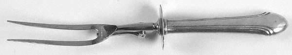 Romantique (Sterling, 1933, No Monograms) Lg Carving/Roast Fork-Stn Prong w/Sterling Guard