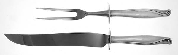 Spring Bud (Sterling, 1956) Large 2-Piece Roast Carving Set w/ Stainless Blade