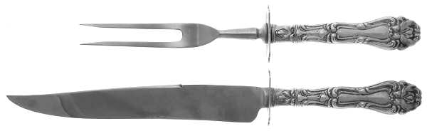 Champlain (Sterling, 1915) Large 2-Piece Roast Carving Set w/Stainless Blade