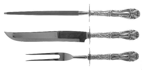Champlain (Sterling, 1915) Large 3-Piece Roast Carving Set w/ Stainless Blade