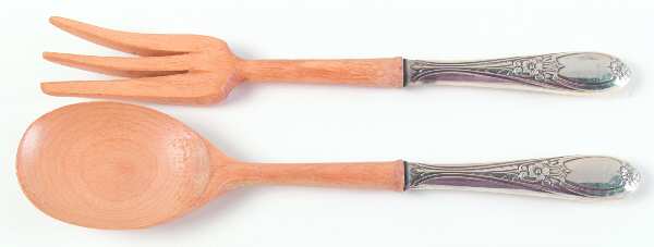 Colonial Rose (Sterling, 1948) Wooden Bowl 2-Piece Salad Set