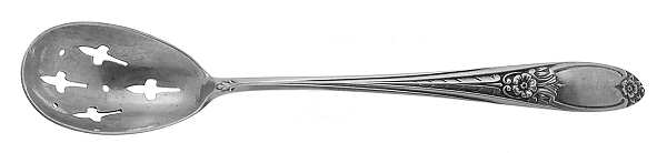 Colonial Rose (Sterling, 1948) Pierced Bowl Short Handle Olive Spoon