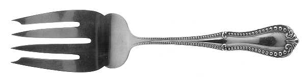Georgian Bead (Sterling, 1948) Small Solid Cold Meat Serving Fork
