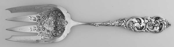 Gladstone (Sterling, 1890) Solid Bright Cut Vegetable Serving Fork