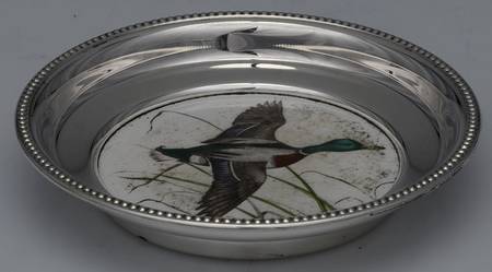 Sterling Hollowware China Coaster with Sterling Rim