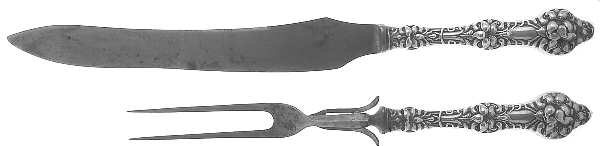 Orange Blossom Old(Sterling, No Monos, No Flr Bowl) Large 2-Piece Roast Carving Set w/Stainless Blade