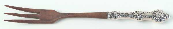 Orange Blossom Old(Sterling, No Monos, No Flr Bowl) Salad Serving Fork with Wooden Prongs
