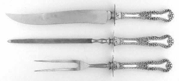 Cambridge (Sterling, 1899) Large 3-Piece Roast Carving Set w/ Stainless Blade