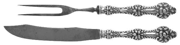 Orange Blossom Old(Sterling, No Monos, No Flr Bowl) Small Stainless Blade 2-Piece Steak Carving Set