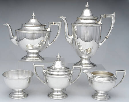 S91 (Sterling, Hollowware) 5 Piece Tea Set (SCP, STP, SCR, SSU, SWB)