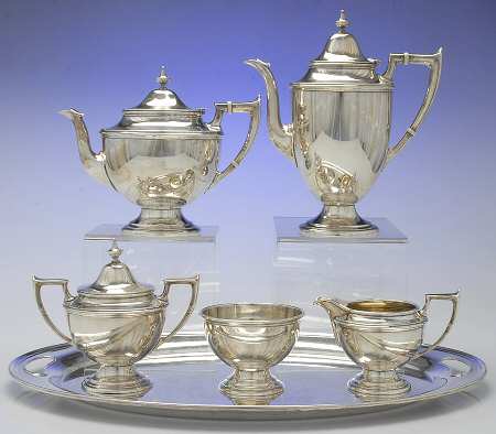 S91 (Sterling, Hollowware) 6 Piece Tea Set (SCP, STP, SCR, SSU, SWB, WTL)