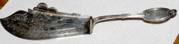 Kenilworth (Sterling, 1850) Large Solid Bright Cut Fish Serving Knife