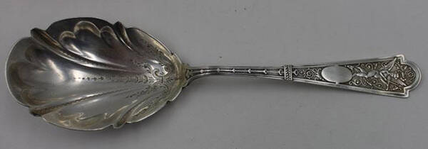 Cupid (Sterling) Bright Cut Preserve Spoon