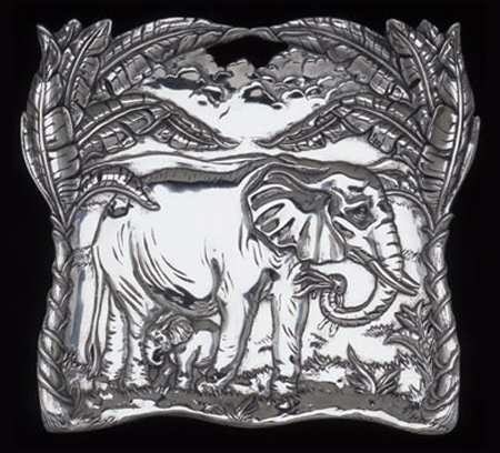 Elephants (Aluminum, Hollowware) 12" Square Tray