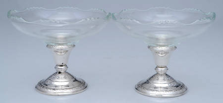 540 (Sterling, Hollowware) Glass Compote with Sterling Base - Set of 2