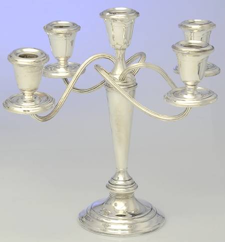 S257 (Sterling, Hollowware) Weighted 5 Light Candelabra